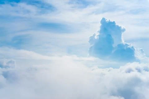 The view from the plane above the cloud and sky 写真素材