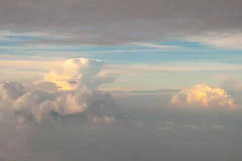 View from off the plane on clouds Foto stock