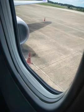 The view on the plane during flight preparation Stock Photos