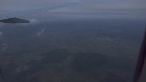 View from plane flying over Lithuania in twilight Stock Footage 195470072