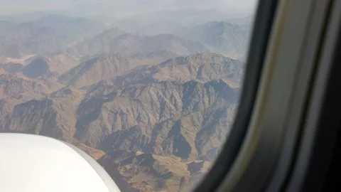 View from the plane illuminator on the desert mountains Stock Footage 115113450