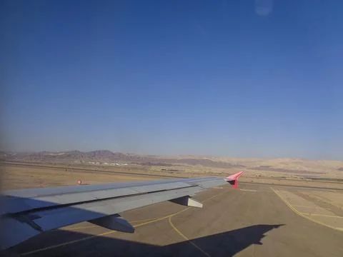 View from the plane over the dessert Stock Photos