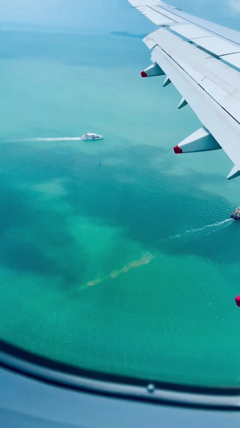 View from the plane to sea Video stock 285075492