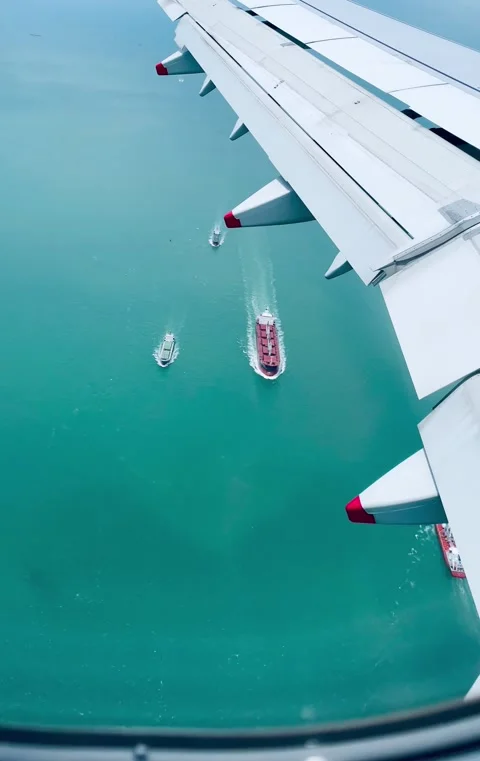 View from the plane to sea Video stock 285075777