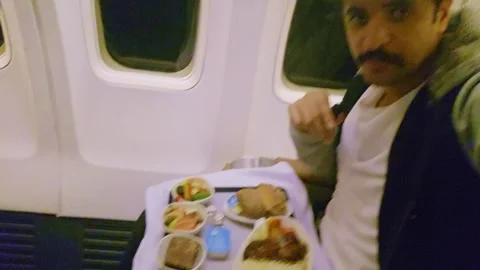 A view of a plane with seats and a table Stock-Footage 291894448