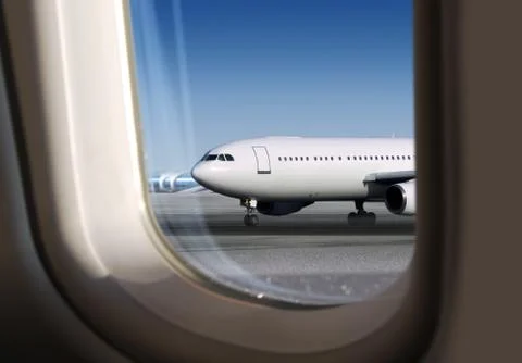 View of plane through window Stock Photos
