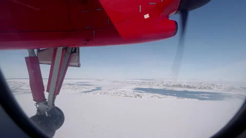 View From Plane Window On Engine and Ice Stock Footage 219282829