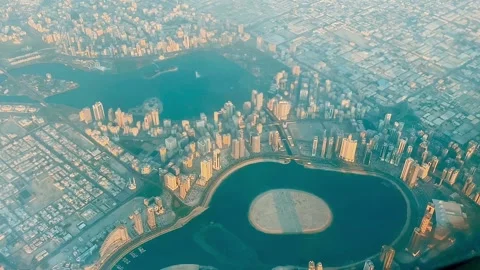 View from an plane window. Flight over the city. Stock Footage 266672132