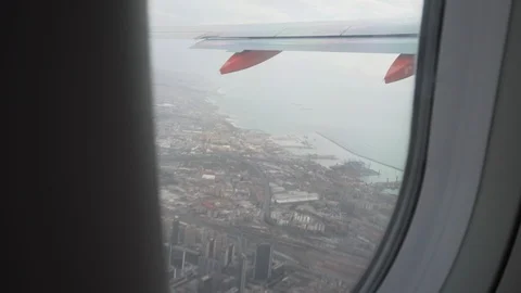 View from the plane window on Naples city and seafront Stock Footage 108223246