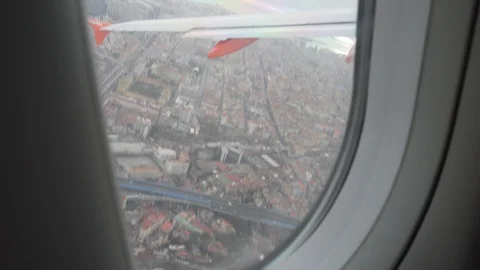 View from the plane window on Naples Stock Footage 108223129