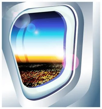 View from a plane window over the city Stock Illustration