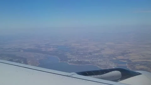 View from a plane window Saylorville Lake, Iowa Stock Footage 236428838