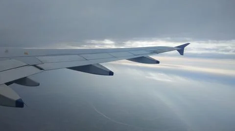 View from plane window. Sky view from plane window. Stock Photos