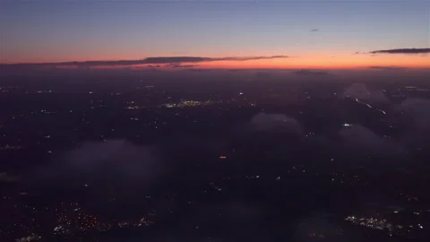 View from plane window at sunset Stock Footage 233303838