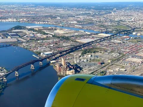 View from a plane window with wings Stock Photos