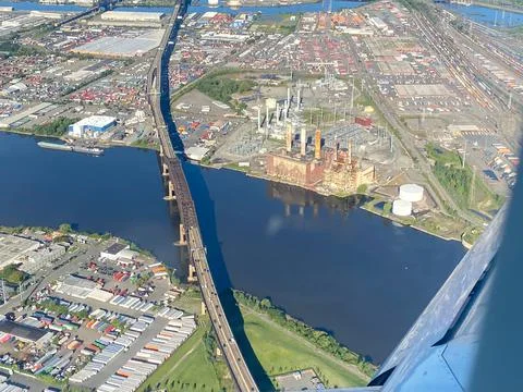View from a plane window with wings Stock Photos