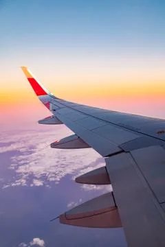 View plane wing from Airplane Window Stock Photos