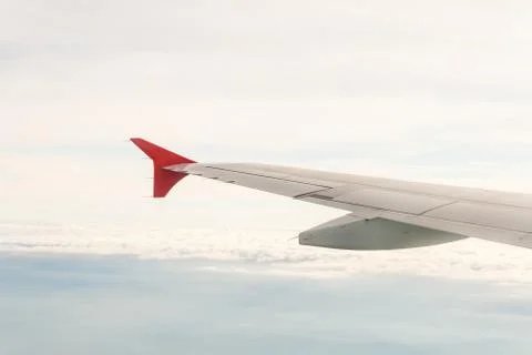 View from the plane on the wing and clouds Stock Photos