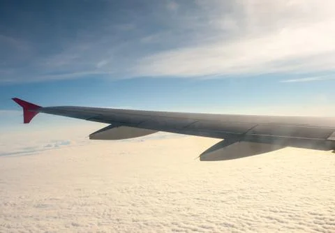 View from the plane on the wing and clouds Foto stock