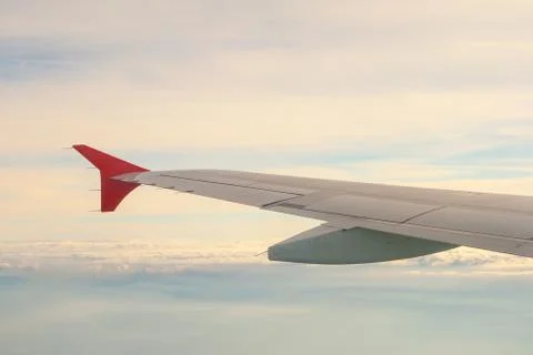View from the plane on the wing and clouds Stock Photos