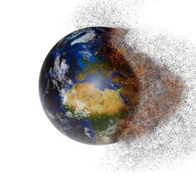 View of planet earth burning in space 3D rendering elements of this image f.. Stock Photos
