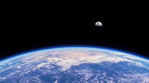 View of planet Earth with the moon Stock Illustration