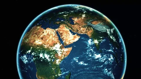 View of planet earth from space with asia, oceans, clouds and a black backg.. Vidéo 337080338