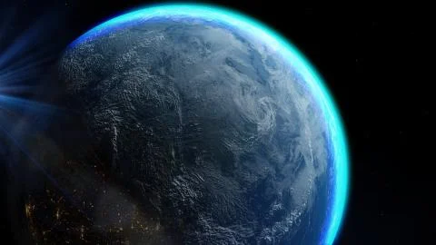 View of the planet Earth from space during a sunrise. Elements of this image Illustrazione stock