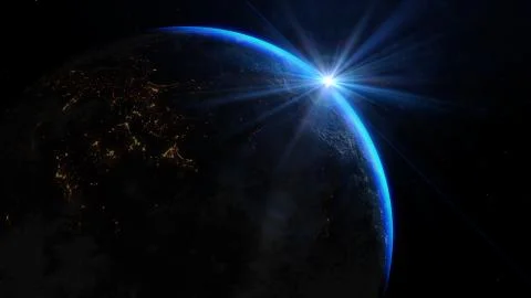 View of the planet Earth from space during a sunrise. Elements of this image Stockillustratie