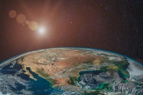 View of the planet Earth from space during a sunrise 'elements of this image  스톡 사진
