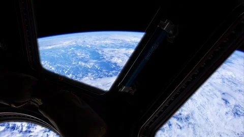 View of Planet Earth Through the Cupola Windows of the ISS Stock Footage 130008618