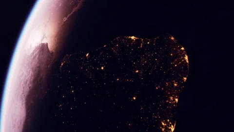 View of planet from space with clouds and surface details Stock Footage 344140991