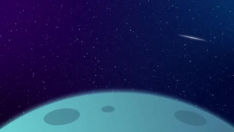 View from Planet Surface with Meteor Streaking Across Night Sky Video stock 318627745