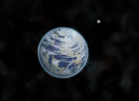 View of the planets Earth and the Moon from the Sun Stock Illustration