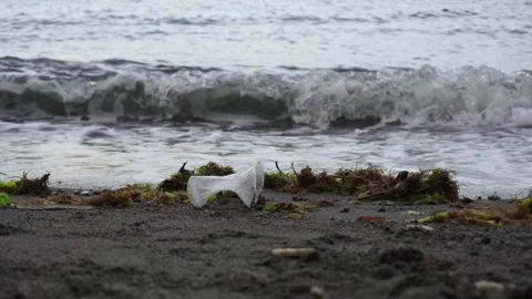 View at the plastic by the sea. 스톡 동영상 133655065