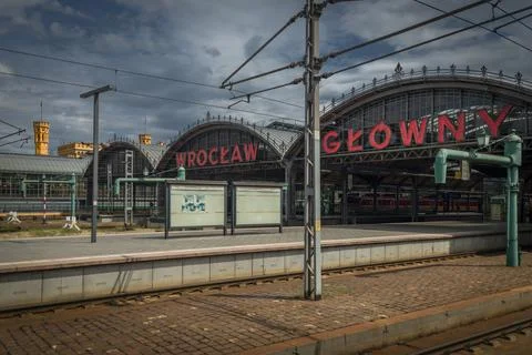 View from platfom in summer hot cloudy day in Wroclaw Poland 07 23 2023 Stock Photos