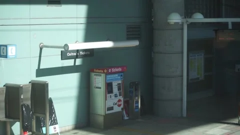 View of platform, Caltrain and BART ticket machines Stock Footage 236536002