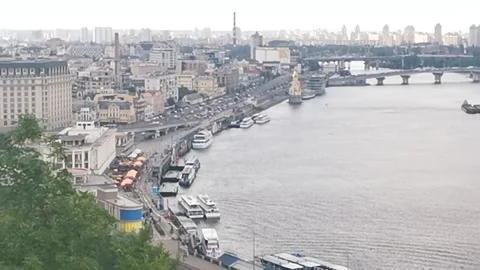 View from a platform on a city Stock Footage 162671483