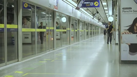 View at platform subway station while train leaving departing from station .. Stock Footage 326625883