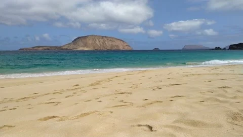 View from Playa de las Conchas, La Graciosa Island Time Lapse 4K Stock Footage 200475779