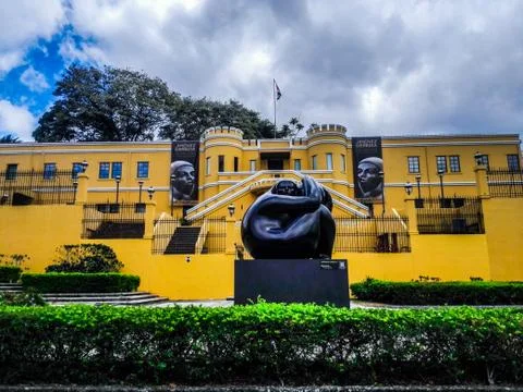 View of the Plaza de la Democracia from the National Museum in San José. Stock Photos