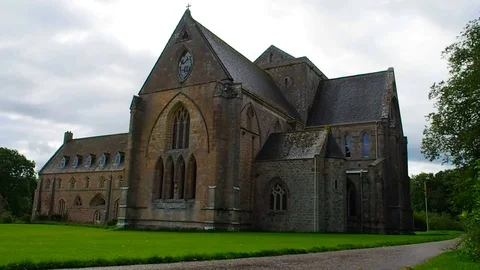 View of Pluscarden Abbey, Scotland 库存影片 79684737