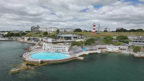 View of Plymouth from drone, Mount Batten Tower, Devon, England, Europe Stock-Footage 314171978