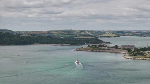 View of Plymouth from drone, Mount Batten Tower, Devon, England, Europe Stock-Footage 314174635