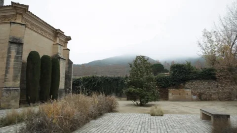 View of the Poblet Monastery, Spain Stock Footage 130112564