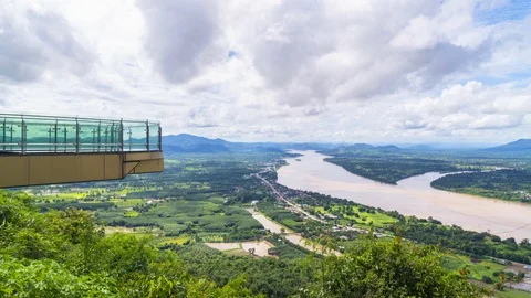 View Point and Sky walk at Wat Pha Tak Suea in Nong Khai City,Thailand Stock Footage 114704711