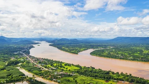 View Point and Sky walk at Wat Pha Tak Suea in Nong Khai City,Thailand Stock Footage 114704713