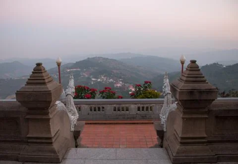The view point of Doi-Mae-Slong with Twilight. Stockfoto's