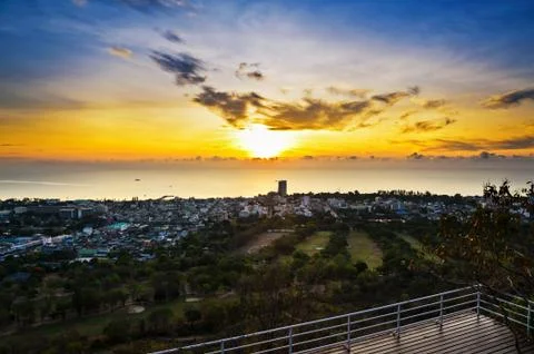 View point hua hin city at sunrise Stock Photos