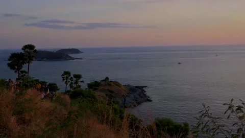The view point landscape of cave with sunset sky over sea shore Stock Footage 231961329
